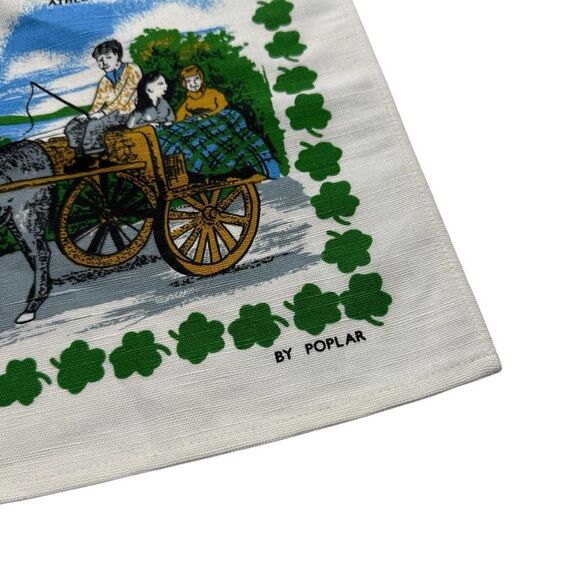 Vintage Poplar Irish Linen Cotton Tea Towel Scenes of Ireland - Picture 4 of 8